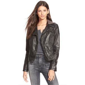 Free People Vegan Faux Leather Hooded Moto Jacket